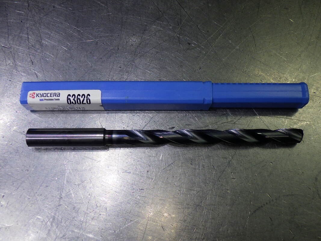 Kyocera 8.1mm Coolant Thru 8xD Carbide Drill 10mm Shank 63626 (LOC3560)