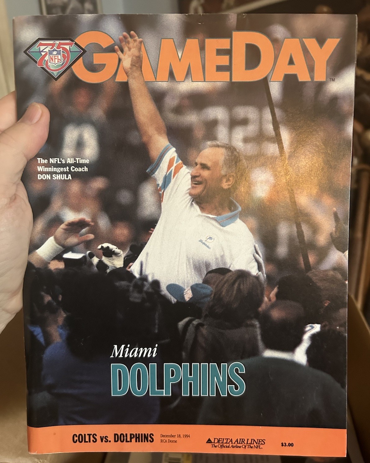 1994 NFL Program Indianapolis Colts Beat Miami Dolphins At Indy Don Shula Cover