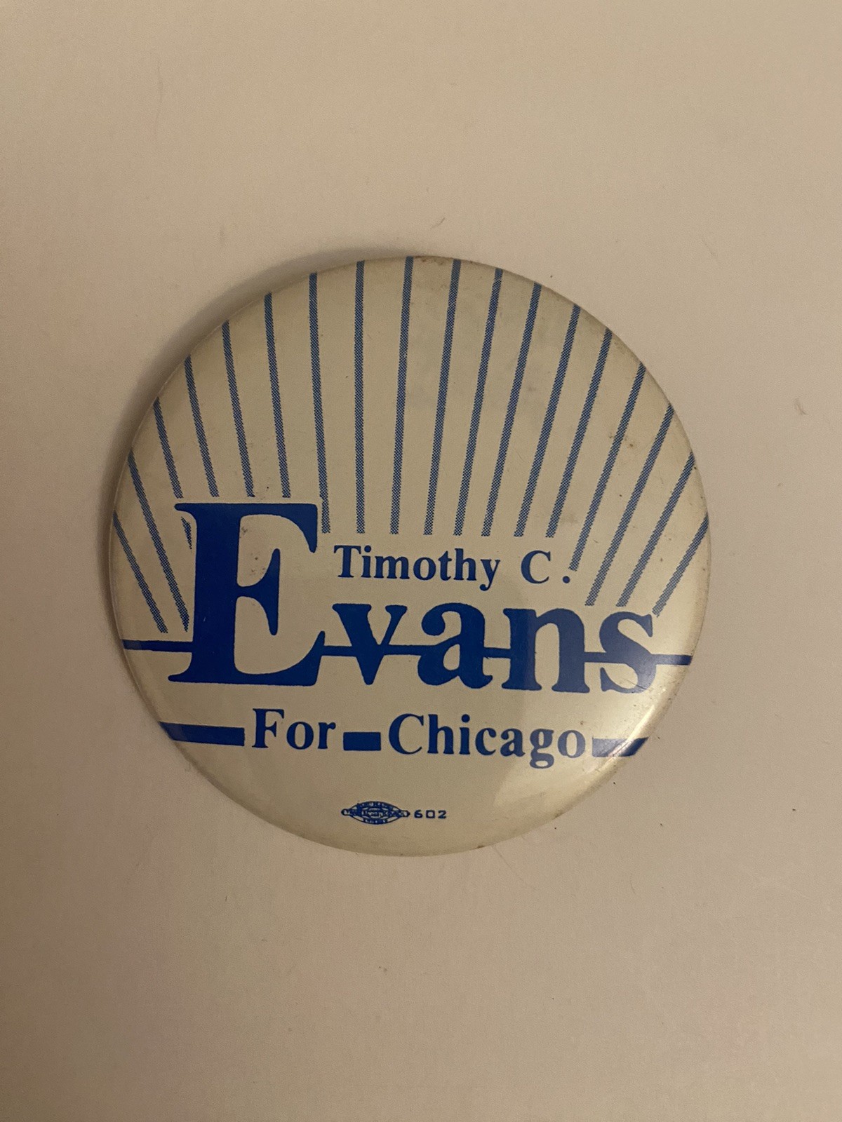 Timothy C. Evans For Chicago Political Pin Back Button P56