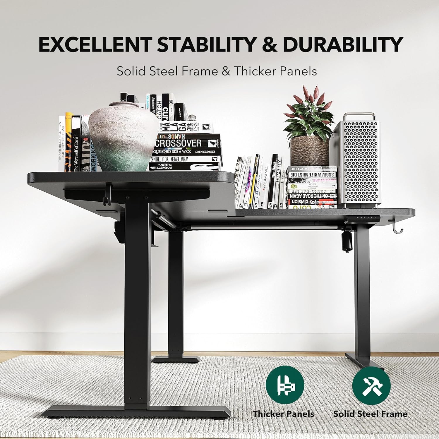 L-Shaped 63x55 Electric Standing Desk Adjustable Height Corner Black