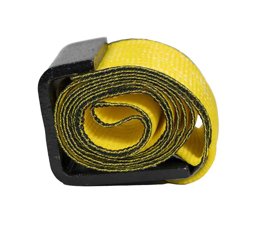 (10 Pack) 4" x 5' Roll Off Container Yellow Winch Strap w/ Large Flat Hook fo...