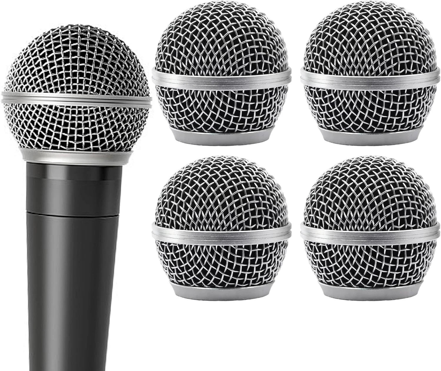4 Pack SM58 Microphone Head Replacement Standard Size Grille Mic Replacement wit