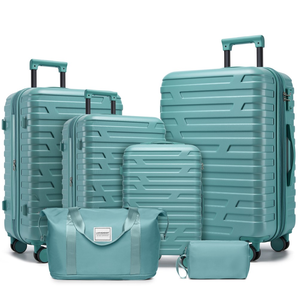 6-Piece Hardside Luggage Set w/ Spinner Wheels, Expandable Aqua Blue