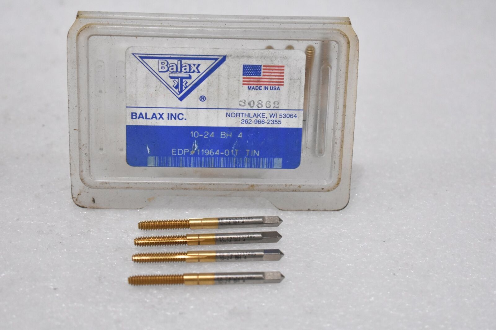 BALAX #10-24 UNC BOTTOMING THREAD FORMING TAP HSS TiN FINISH 2-3/8" OAL LOT OF 4