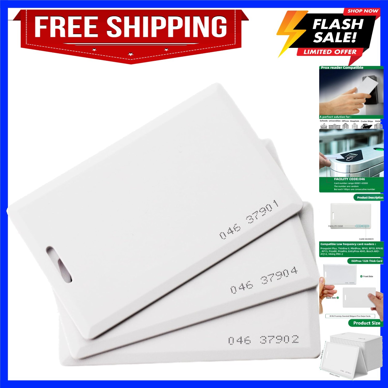 10 pcs 26 Bit Proximity Clamshell Weigand Prox Swipe Cards Compatable with IS...