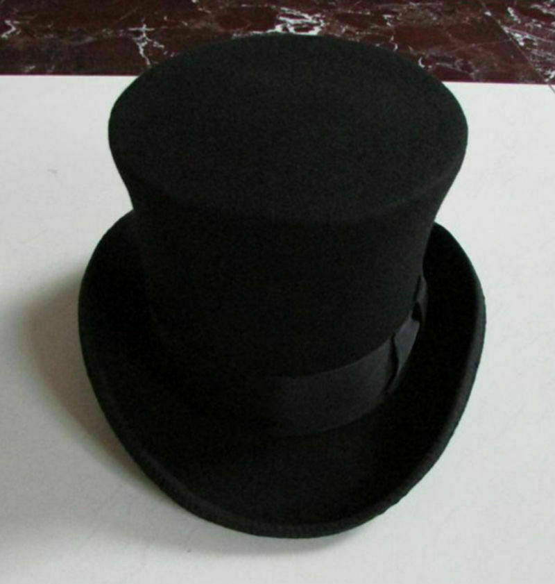 100% Wool Victorian Mad Hatter Top Hat Vivi Magic Performing Caps