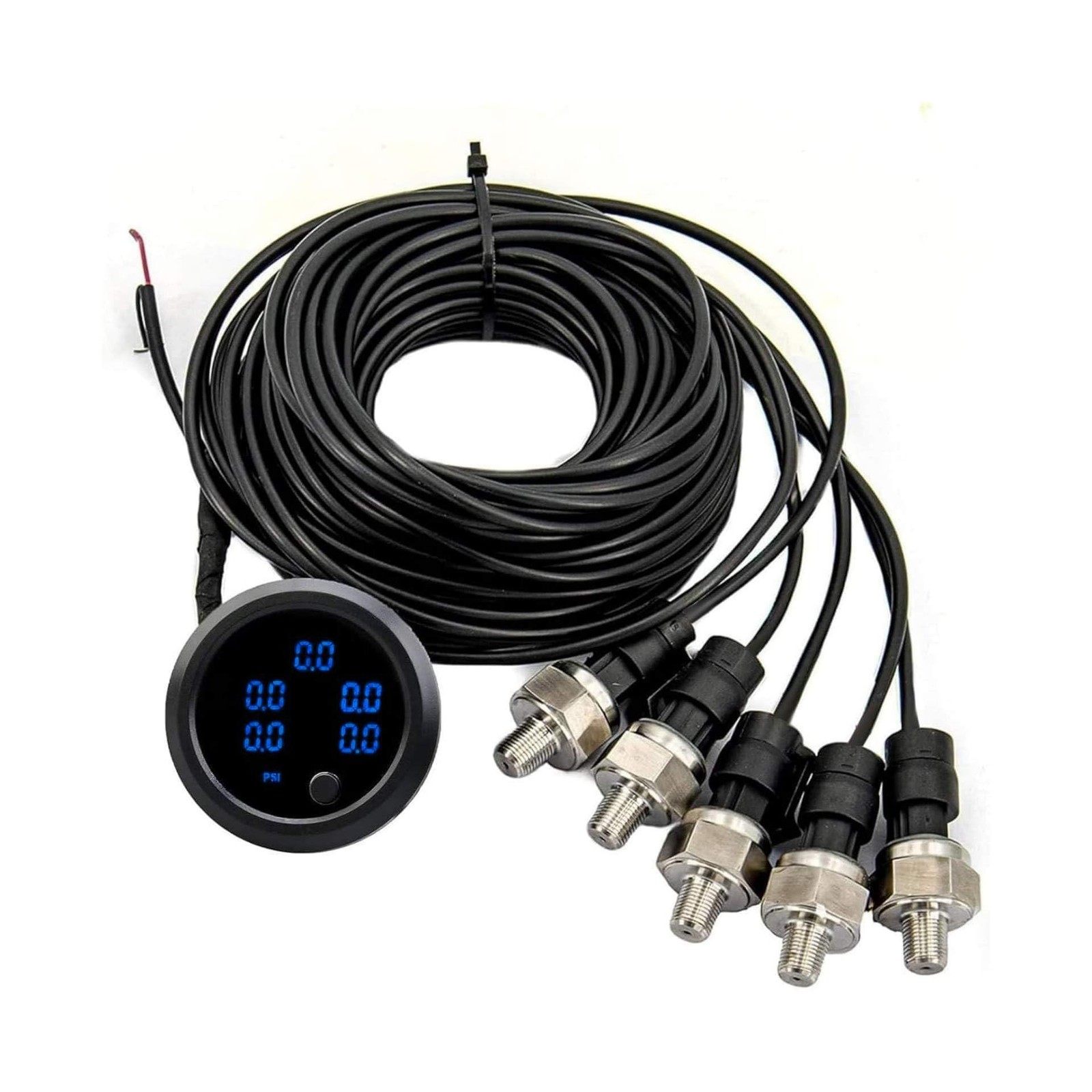 Car Five Blue Display Air Suspension Pressur Gauge 2inch 52mm Air Ride Air Pr...