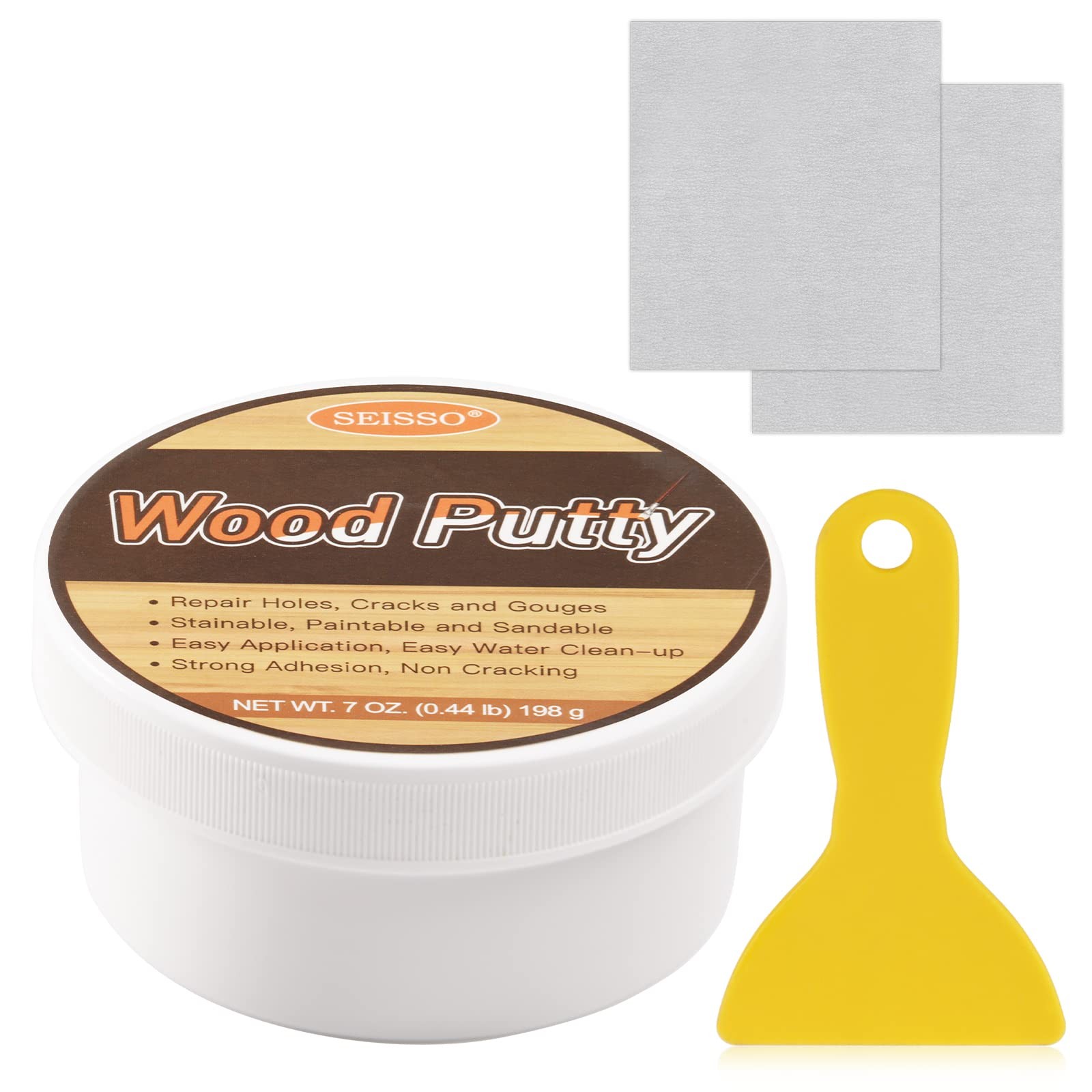 SEISSO Wood Putty, Water-Based Woods Filler, White Wooden Putty 7 OZ,