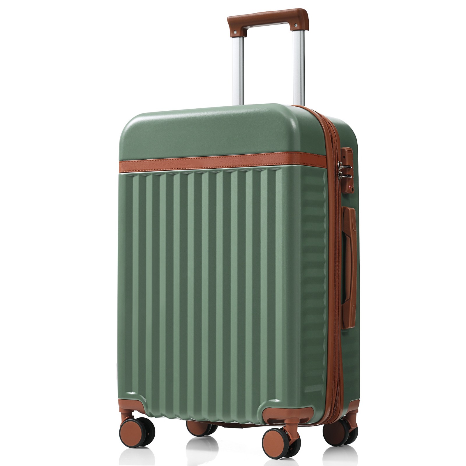3Pcs 20" 24" 28" ABS Hardside Luggage Set w/ USB Port TSA Lock Expandable Green