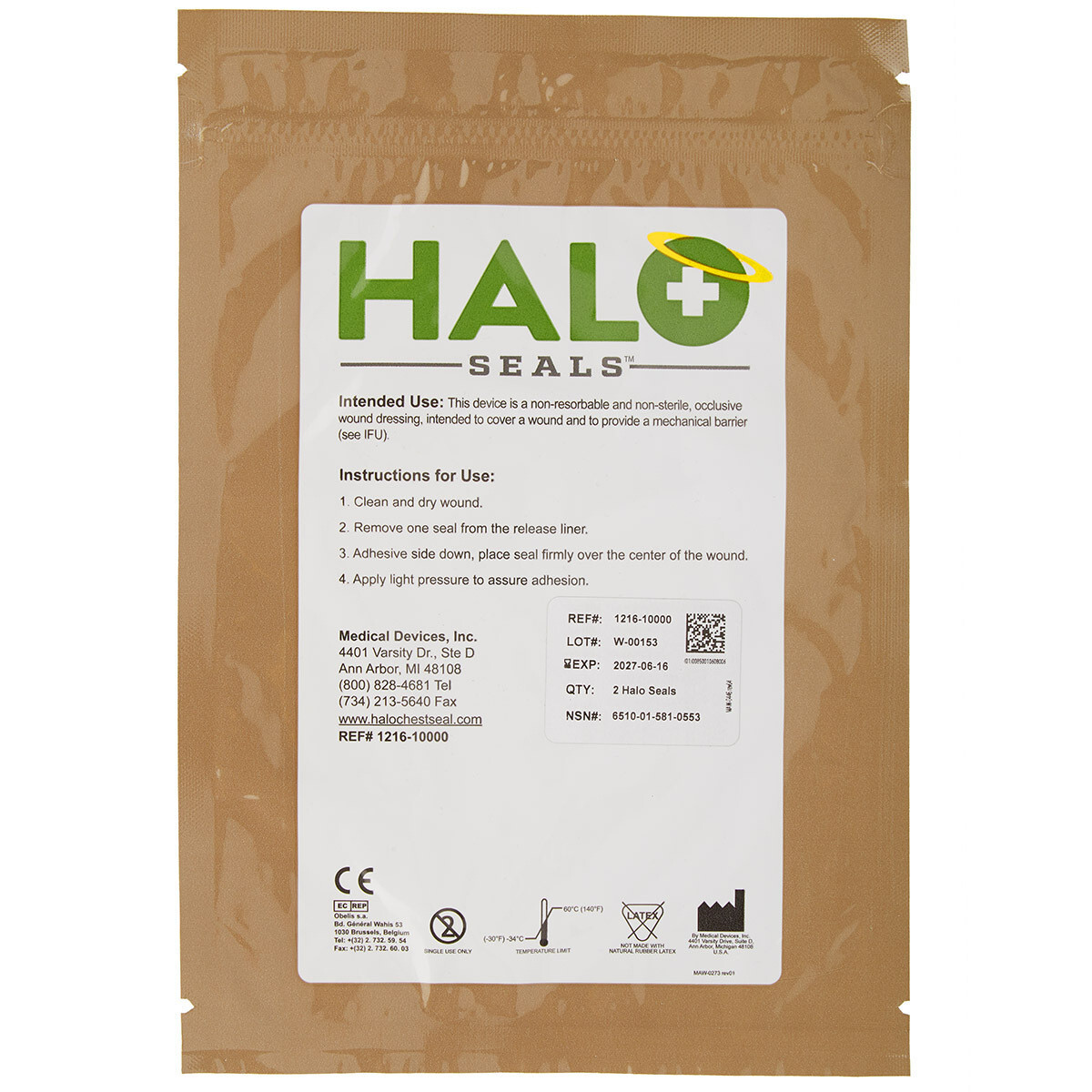 HALO Chest Seal Individual x 2 per pack, medical dressing, trauma, medic