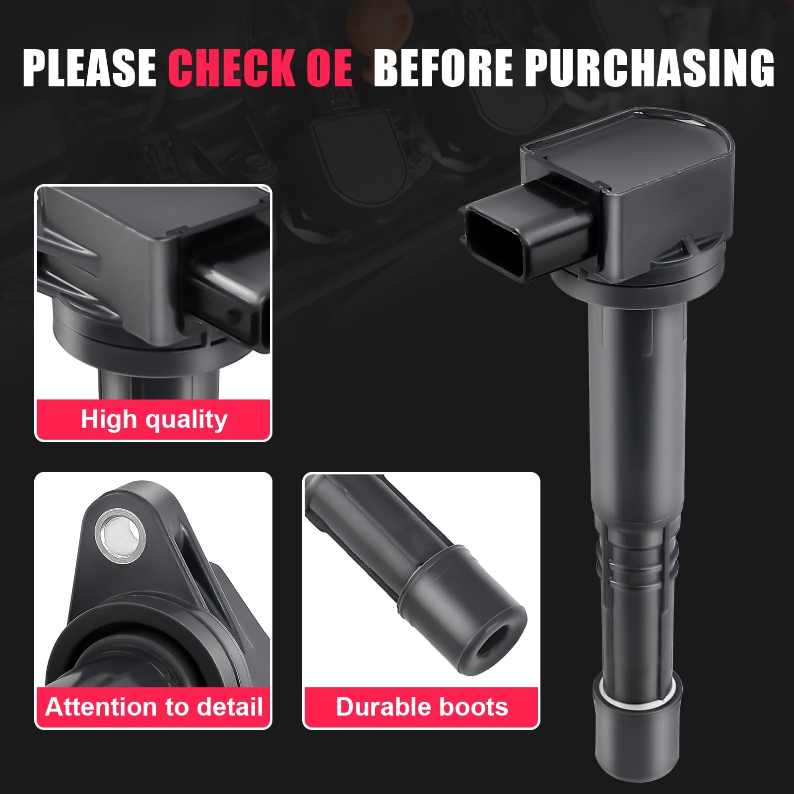 4pcs Ignition Coil & Spark Plug Compatible UF311 + plug