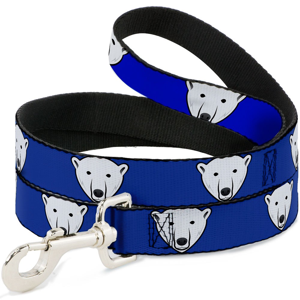 Dog Leash Polar Bear w/Mustache Royal NARROW 0.5"
