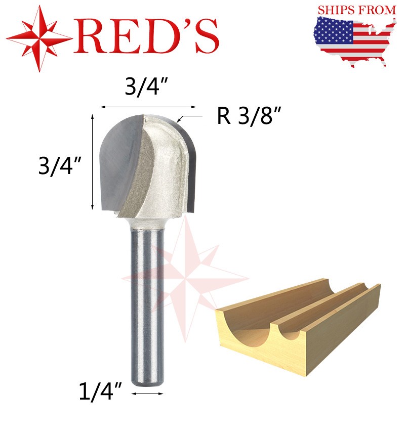 Tideway Carbide Pro LC05041204 3/4"X 3/4 Round Nose 1/4" shank router bit