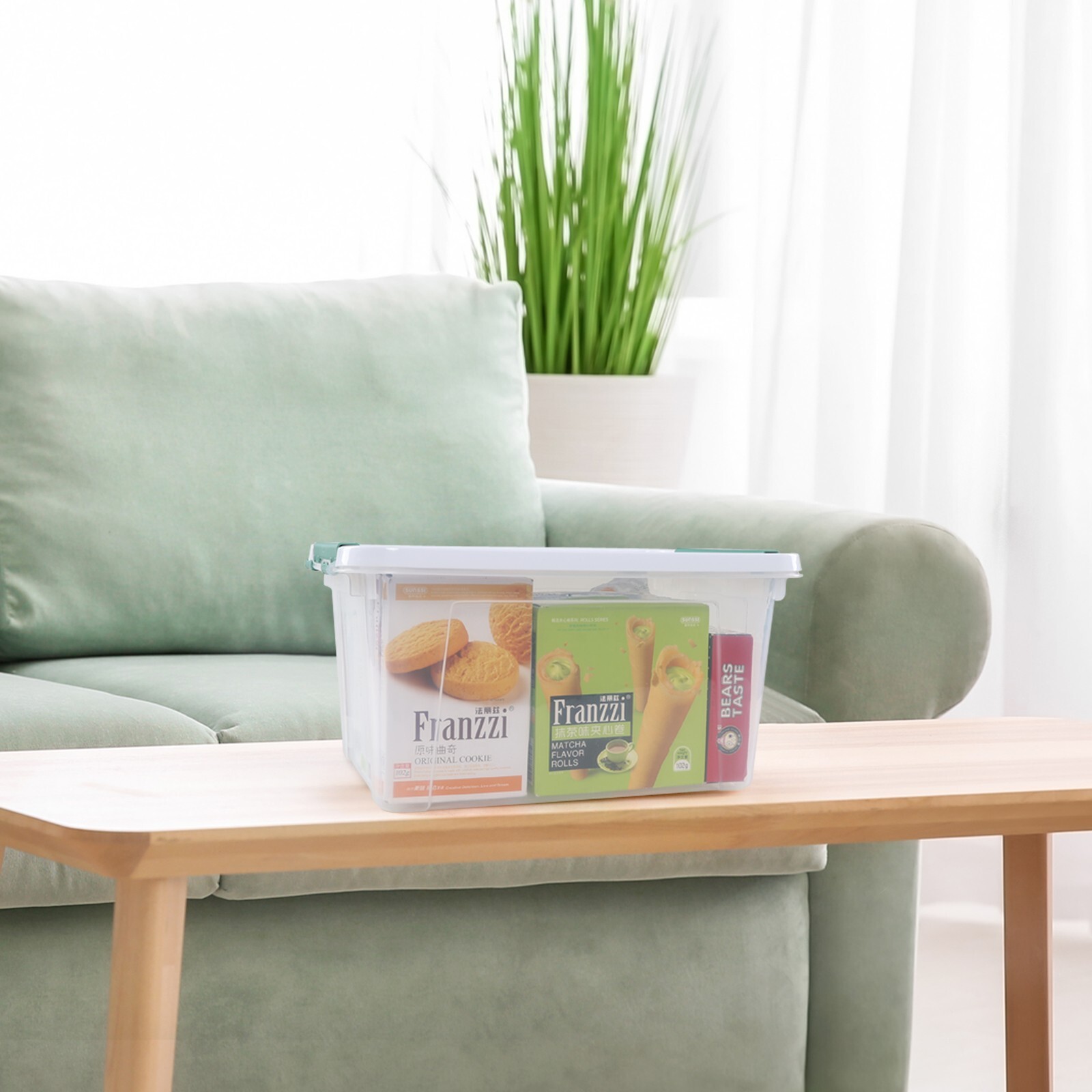 Ponpong 20 Quart Plastic Clear Storage Latching Boxes with Lids, 4 Packs