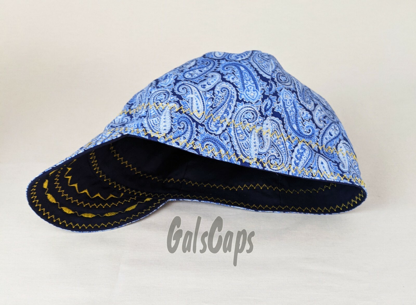 #39 Blue Paisley Welders Hats, Bikers Caps, Welding Cap Hat, Cotton.