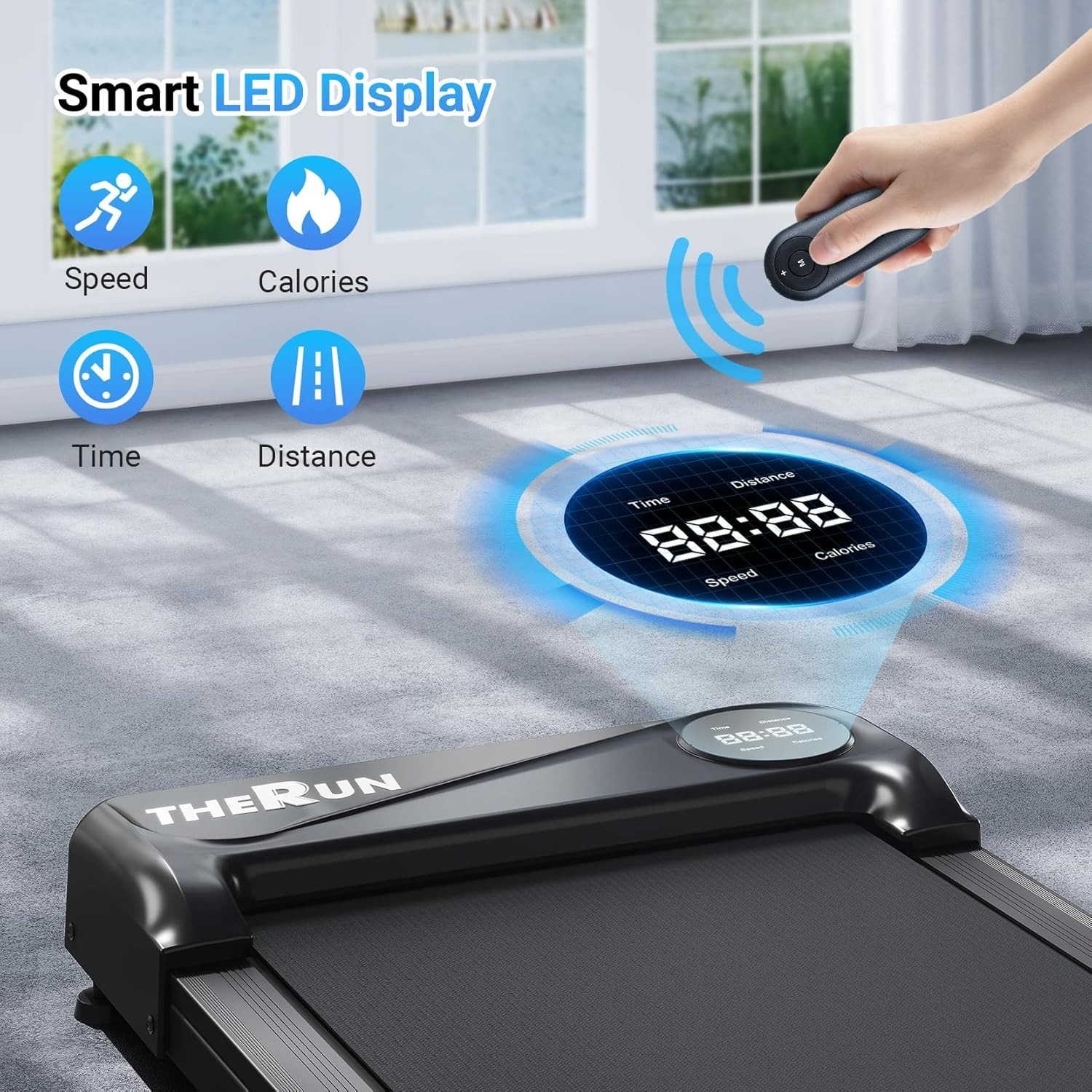 Compact Walking Pad Treadmill with Shock Absorption - 3.8 MPH Max Speed