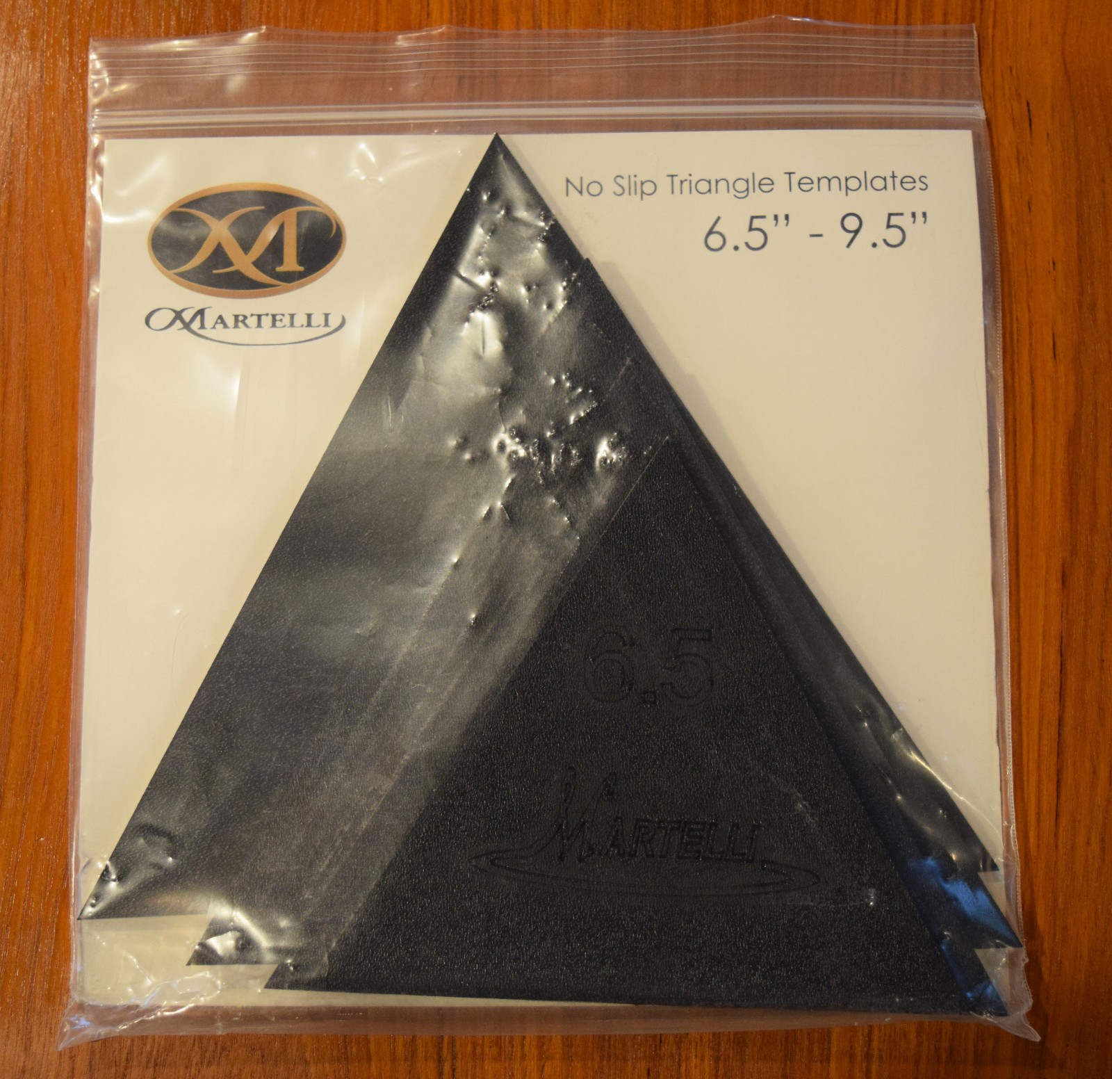 MARTELLI NO SLIP TRIANGLE QUILTING TEMPLATES 6.5" - 9.5", MINOR USE, SEE PHOTOS