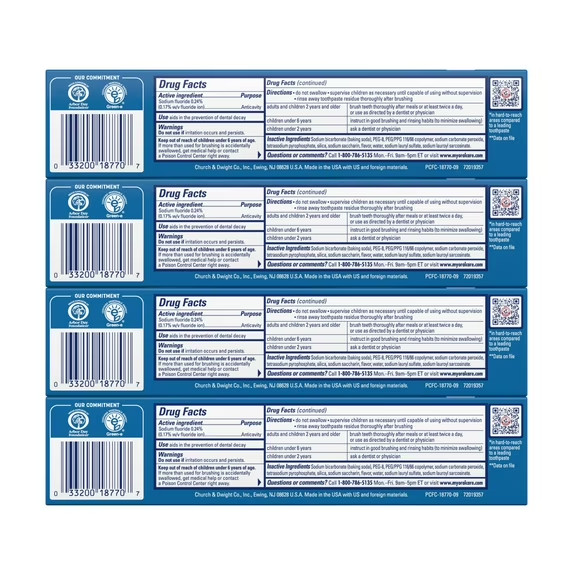 ( 4 PACK ) Arm & Hammer PeroxiCare Tartar Control Fluoride Toothpaste Mint