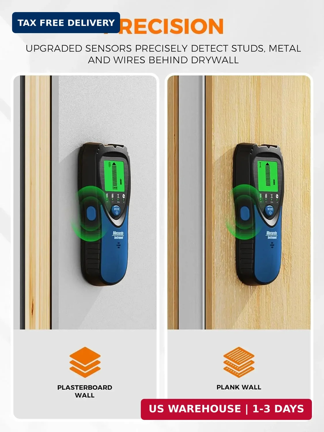 5-in-1 Stud Finder with LCD Display, Wall Scanner for Studs, Metal, AC