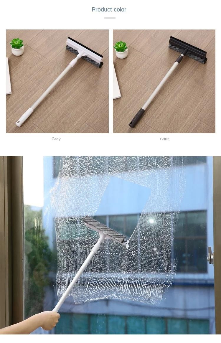 S2-in-1 Window Squeegee Cleaner with Retractable Pole Glass Cleaning Tool