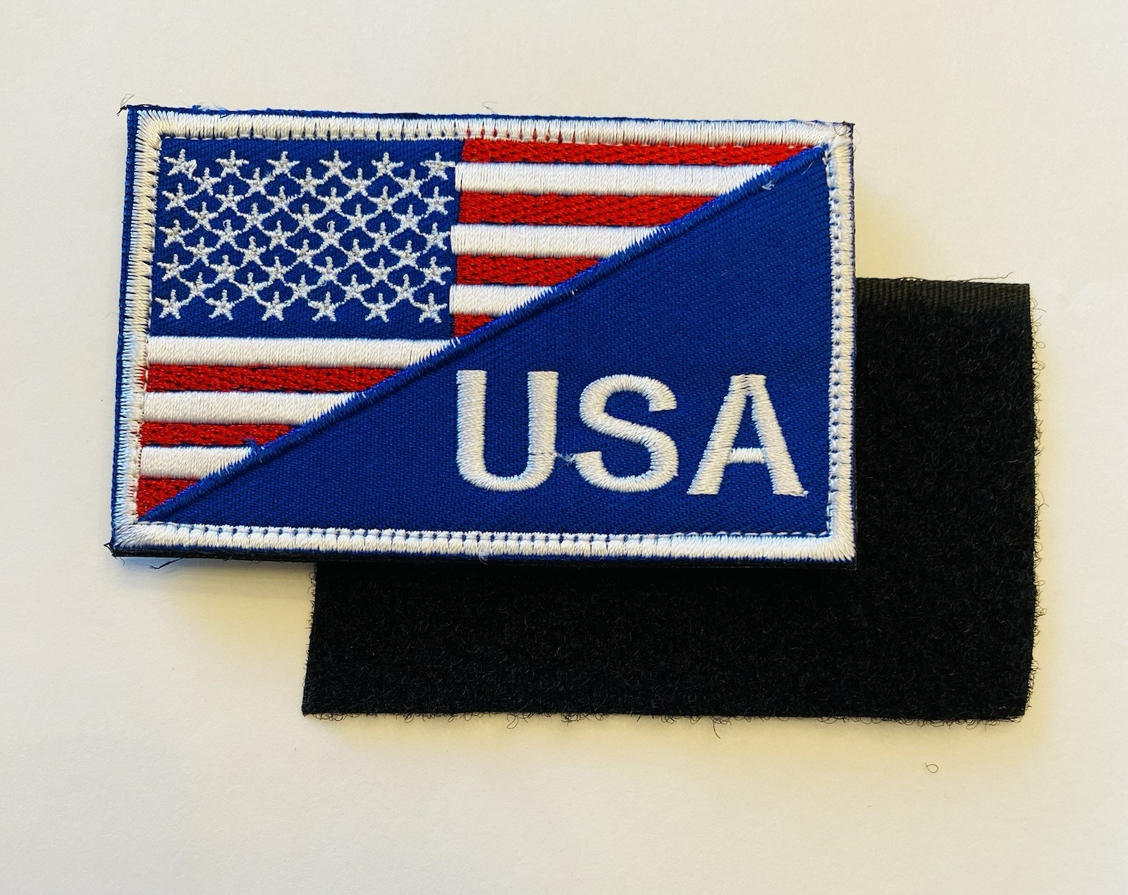 UNITED STATES USA SPLIT FLAG HOOK & LOOP EMBROIDERED PATCH**FREE SHIPPING**
