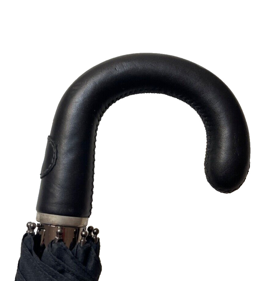 Men's Classic Gents Automatic Open Umbrella Imported Italian Leather Handle