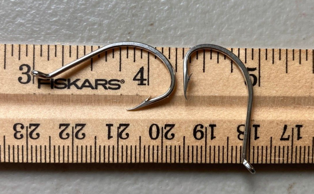 100 VMC 2/0  Carbon Steel octopus beak offset kirbed hooks