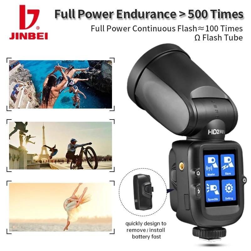 JINBEI HD-2 MAX Speedlite TTL/HSS 2.8in Strobe Flash Light for Canon Sony Nikon