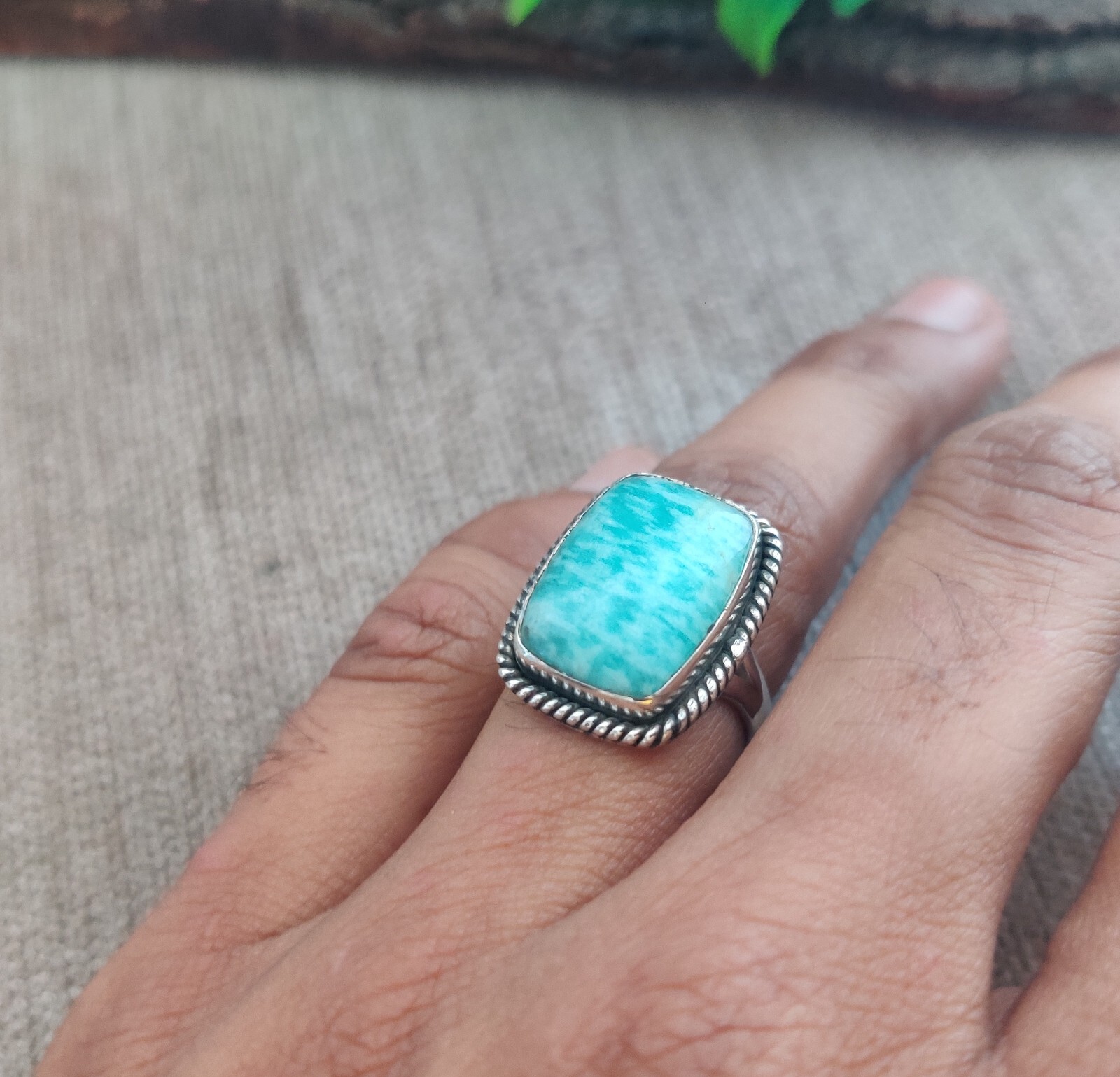 Natural Amazonite Gemstone Ring 925 Sterling Silver Handmade Ring Designer Ring