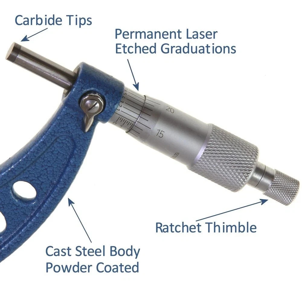 Outside Micrometer 0-1" Precision Carbide Tips Machinist Tool 0.0001''