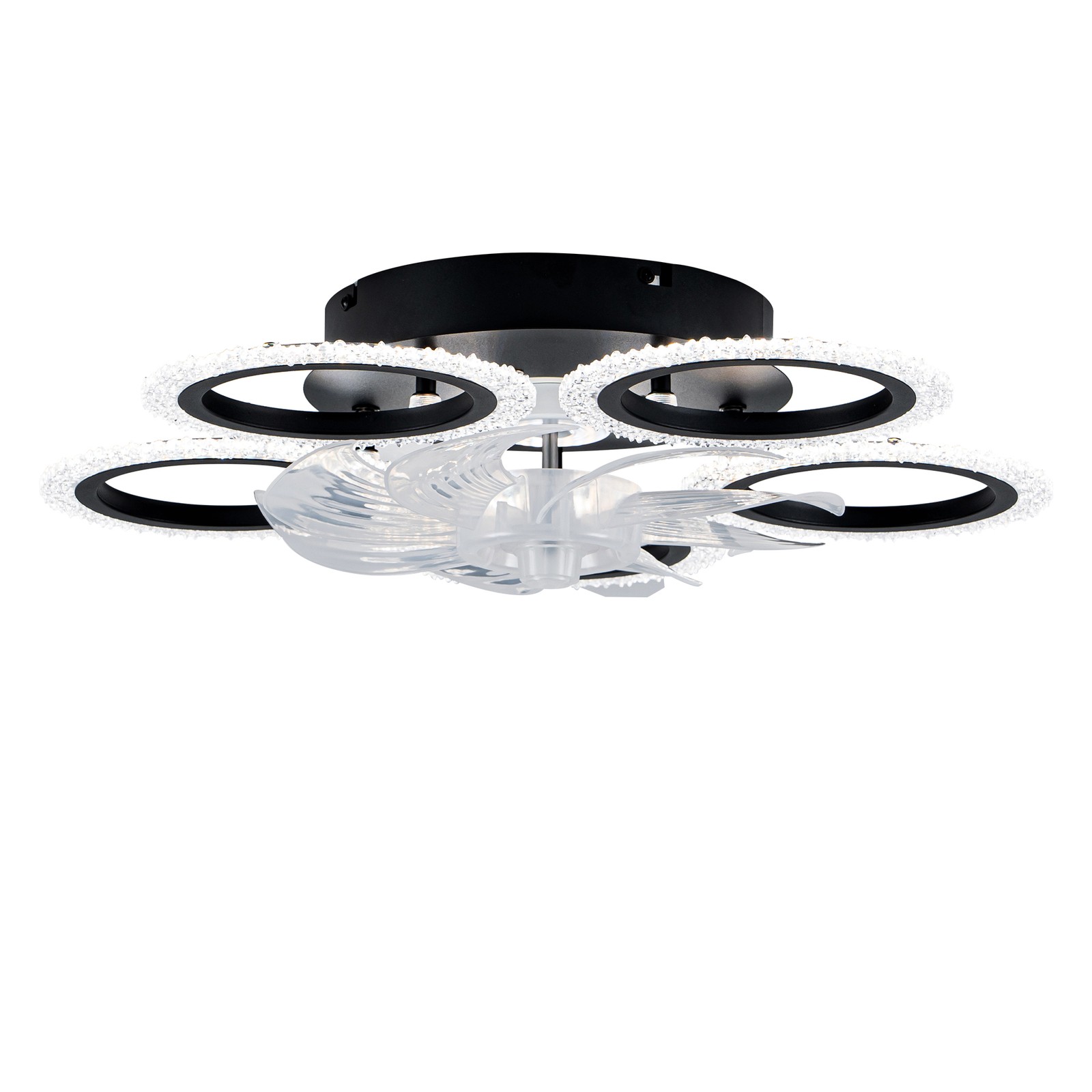 20''Modern Ceiling Fan Lights Remote Control.Black,6 Speeds 3 Light Color Low