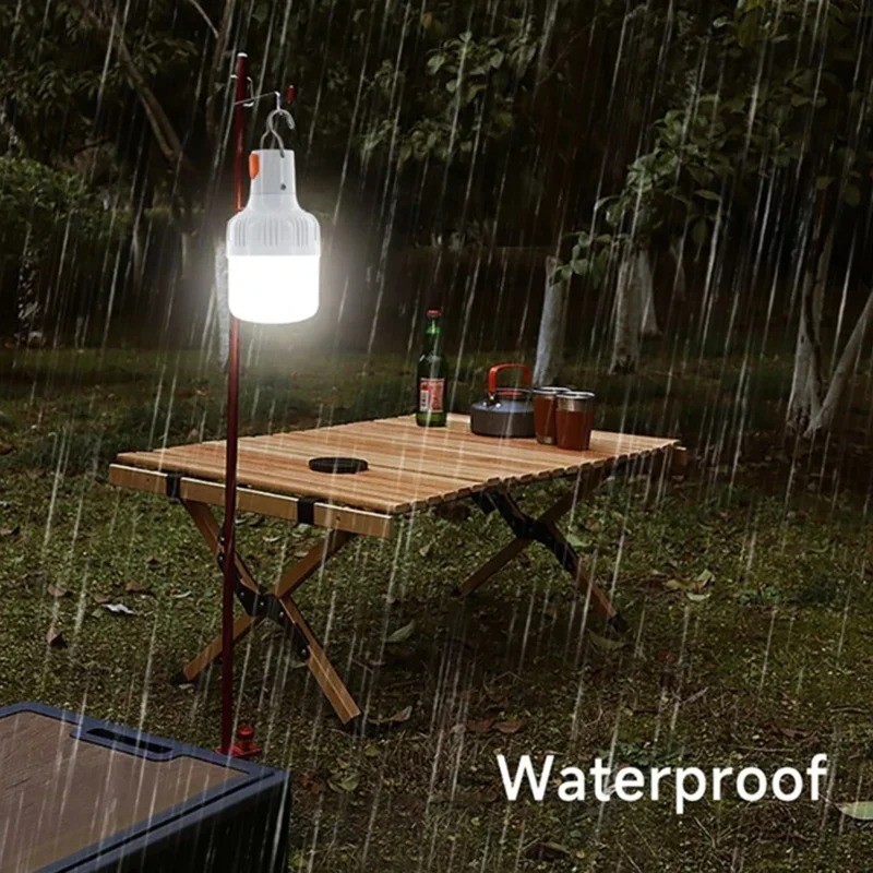 60W USB Rechargeable LED Camping Lantern – Portable Emergency Light with Hook