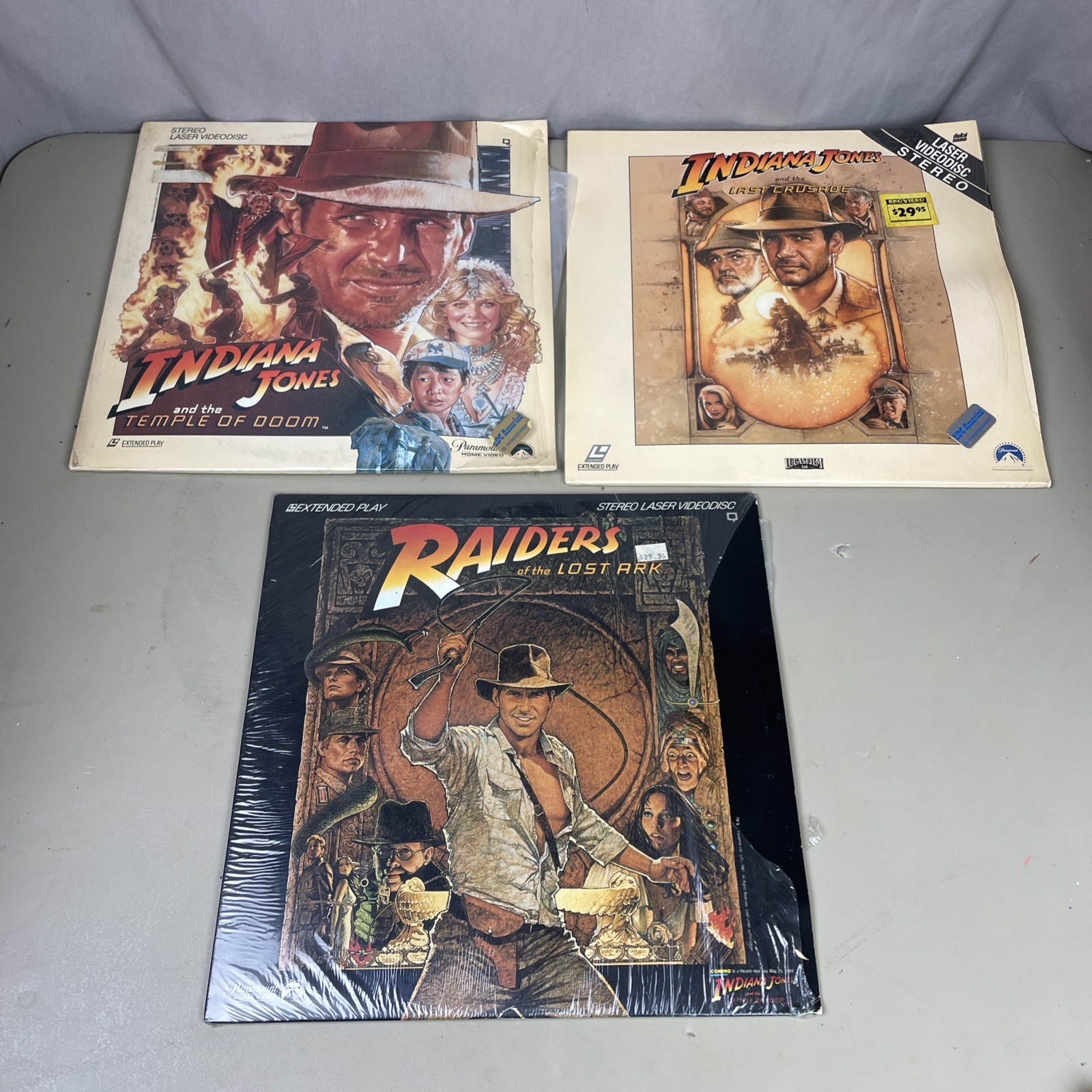 INDIANA JONES RAIDERS OF THE LOST ARK, TEMPLE OF DOOM, LAST CRUSADE LASERDISCS