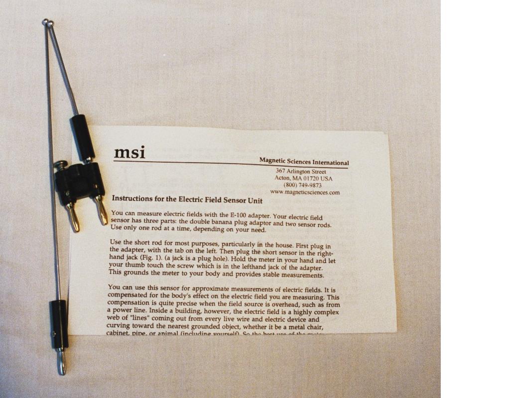 Magnetic Sciences E-100 Electric Field Sensor for measuring 60 Hz ELECTRIC Field