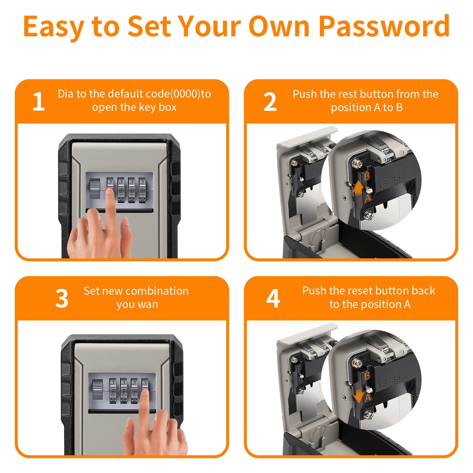 UPGRADE Extra Large Capacity Key Lock Box, Weatherproof Wall Mount Grey