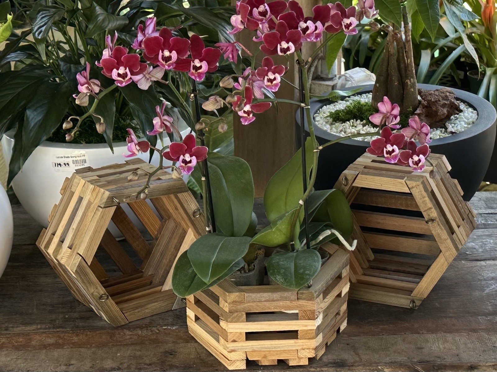 8” Teak Octagon Basket