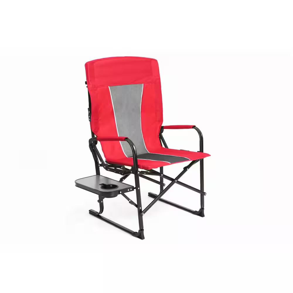 Heavy Duty Red Steel Camping Chair, Oversized Portable Folding Director'S Chair