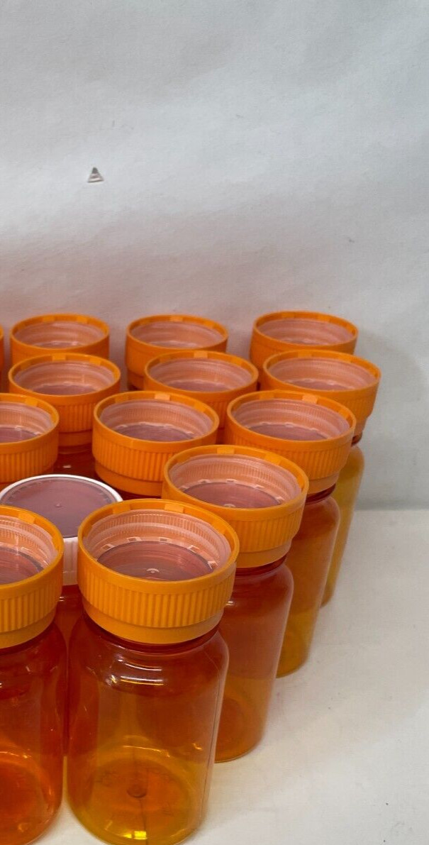 Lot of 11 Empty Amber Medicine Pill Vials Bottles Lid Storage Crafts Fishing Toy