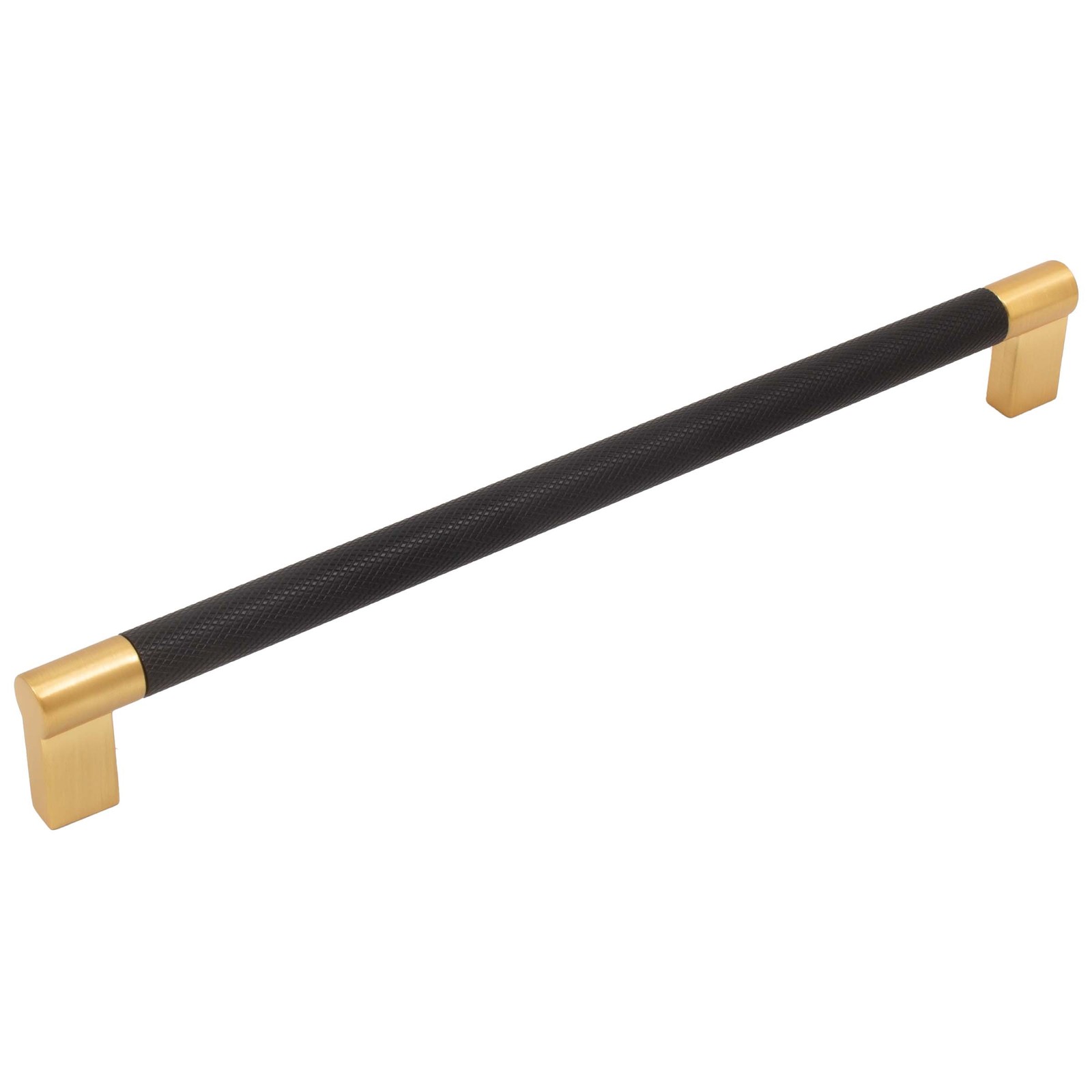 Urban Cabinet Pull, 224 Millimeters, Matte Black with Satin Brass Ends by Stone