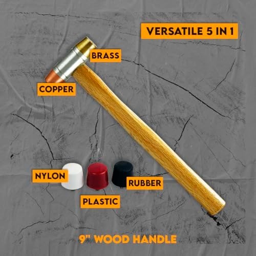 5-in-1 Dual Interchangeable Hammer - Copper & Brass Faces - 9" Gunsmithing Tool