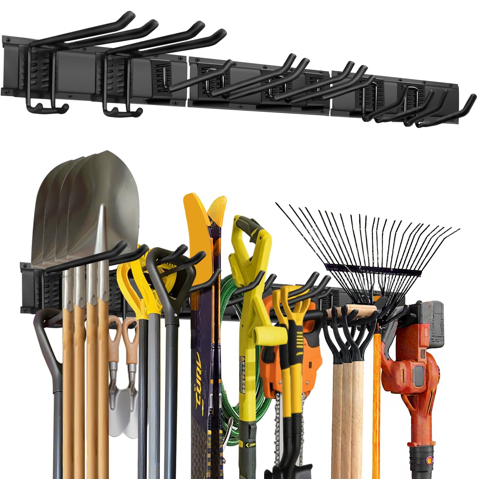48-Inch Garage Storage Tool Organizer with 8 Hooks - Heavy Duty Metal Rack fo...