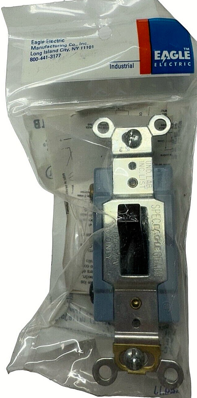 Eagle 1201B Brown Single Pole Toggle Wall Switch 15A, 120V/277V Back & Side Wire
