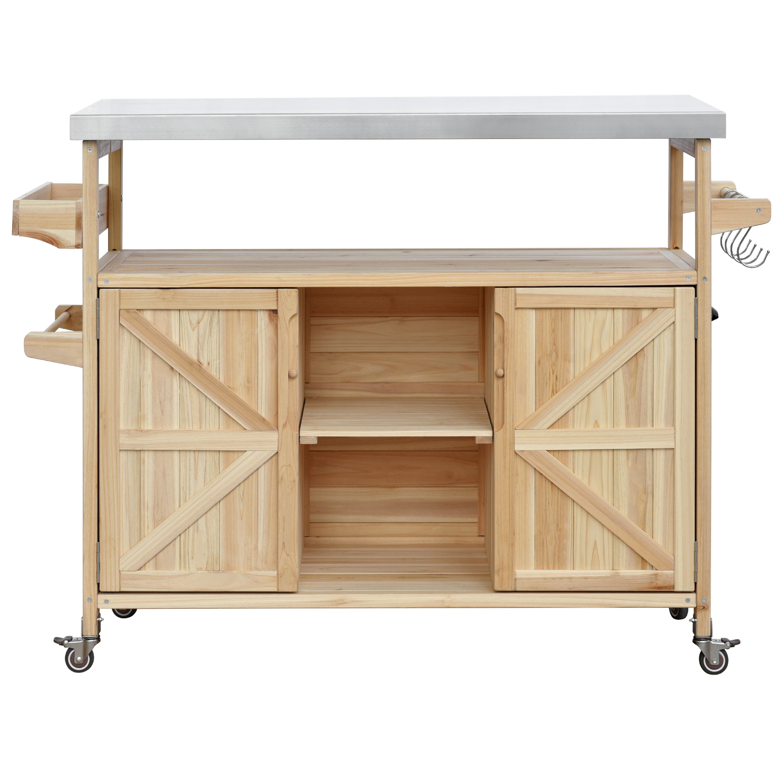 Outdoor Kitchen Island Rolling Bar Cart & Storage Cabinet  Outdoor Grill Table