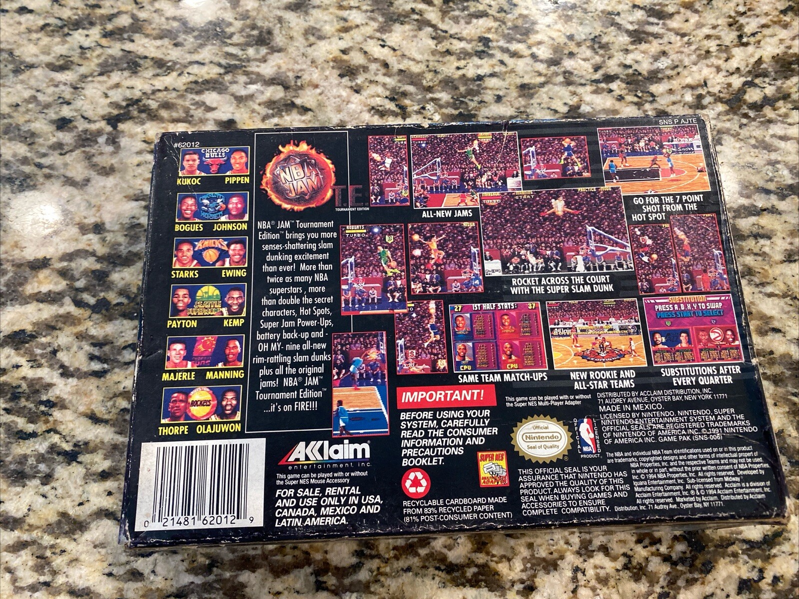 NBA Jam T.E. Tournament Edition (Super Nintendo | SNES) Authentic BOX ONLY
