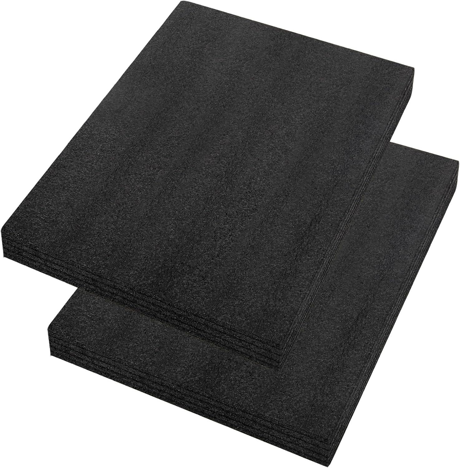 2 Pcs 12 x 16 x 1INCH Black Polyurethene Foam Sheets,Cuttable Packing Foam Block