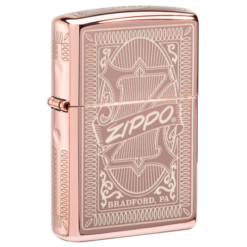 Zippo Reimagine Zippo Design High Polish Rose Gold Windproof Pocket Lighter, ...