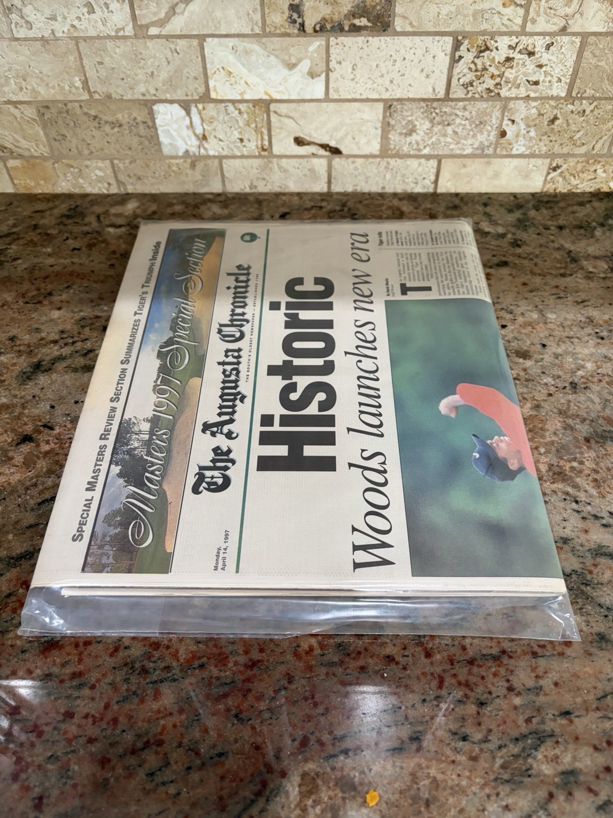 VTG rare Masters 1997 Augusta Chronicle Historic Newspaper Tiger Woods 🔥