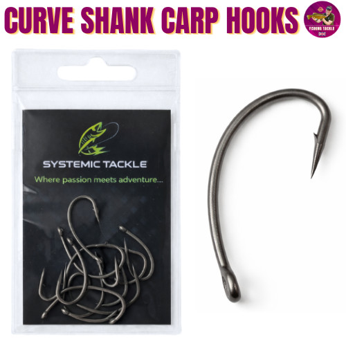 Curve Shank Carp Hooks Fishing - Size 2 4 6 8 - Barbed Barbless Hook - UK POST