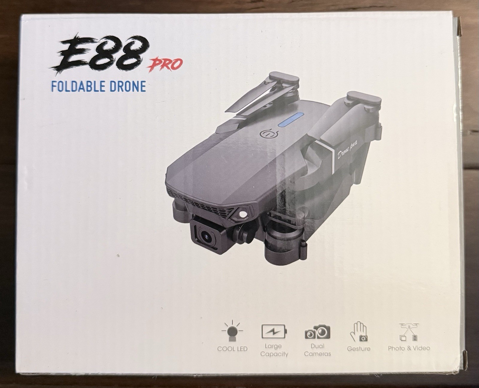 E88 PRO Foldable 4K Drone with Dual Camera 4 Batteries Height Hold App Control
