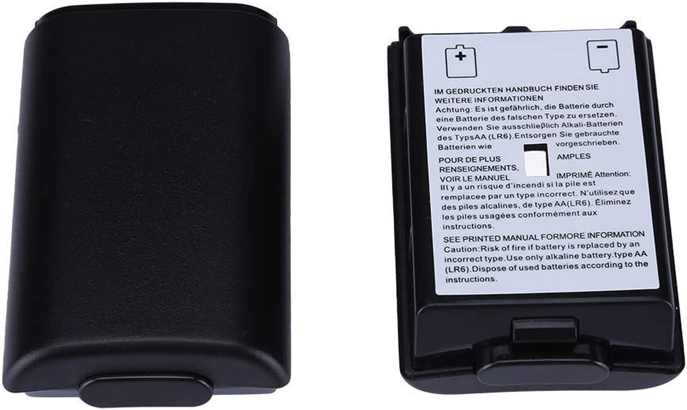 2X Black Battery Pack Cover Shell Case Kit for Xbox 360 Wireless Controller (Bla